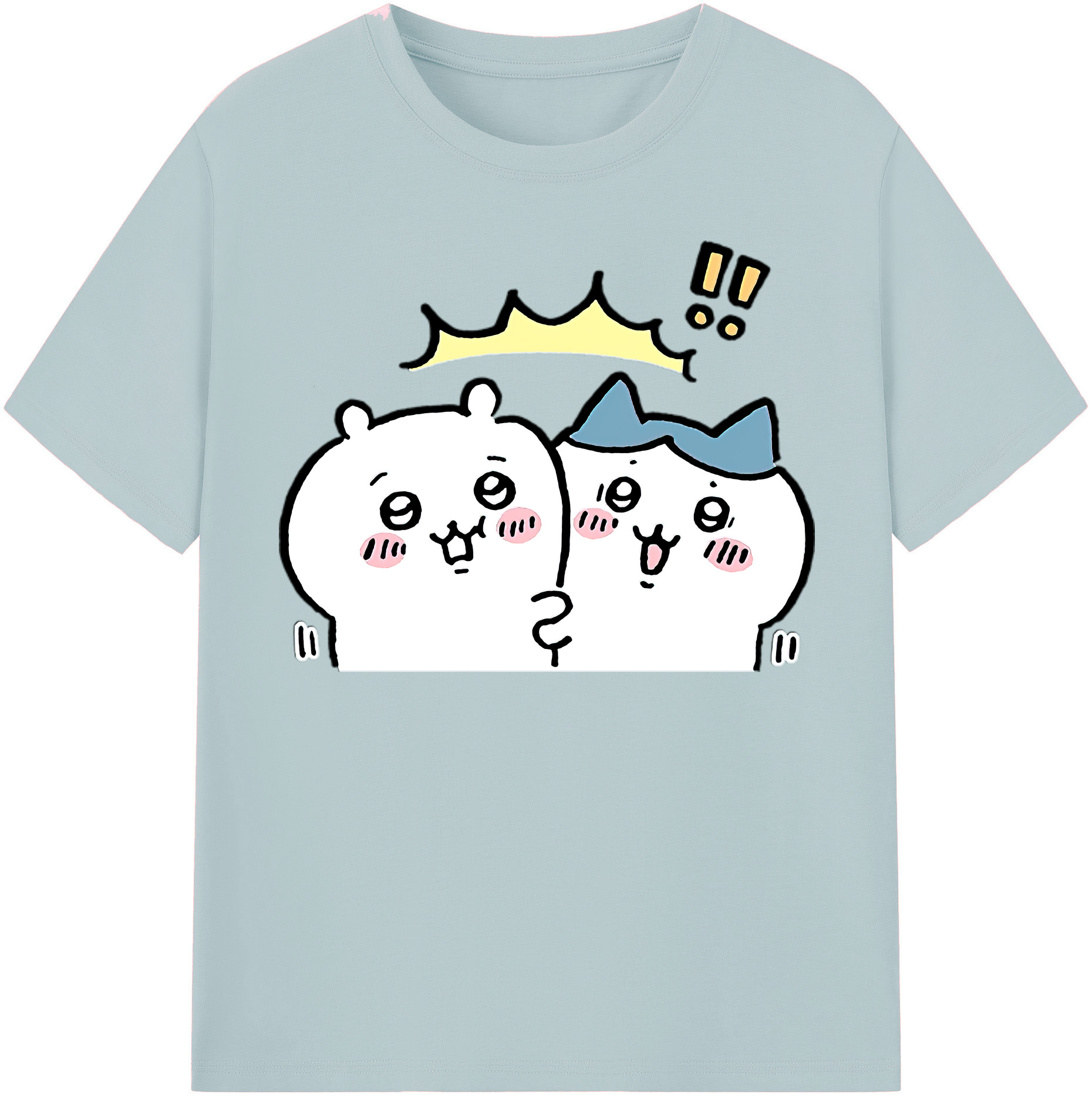 （画像用） ちいかわ ハチワレ Chii-kawa hachiware 綿100％半袖Tシャツ（フロントプリント）